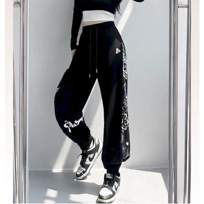 Korean High Street Style Loose Fit Elastic Sweatpants