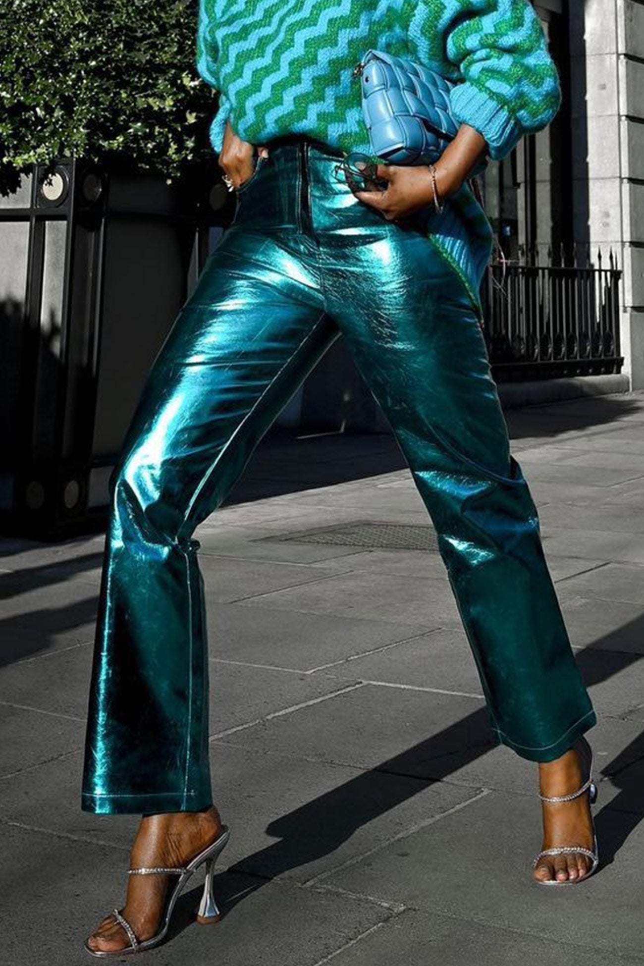 High Waist Glossy Pu Leather Long Pants