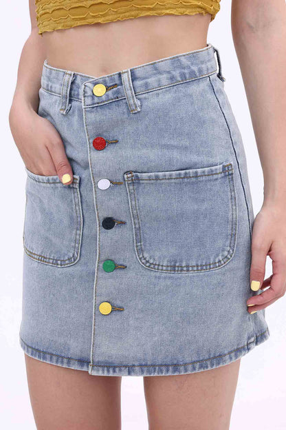 High Waist A-line Mini Skirt