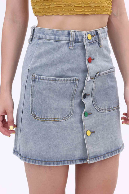 High Waist A-line Mini Skirt