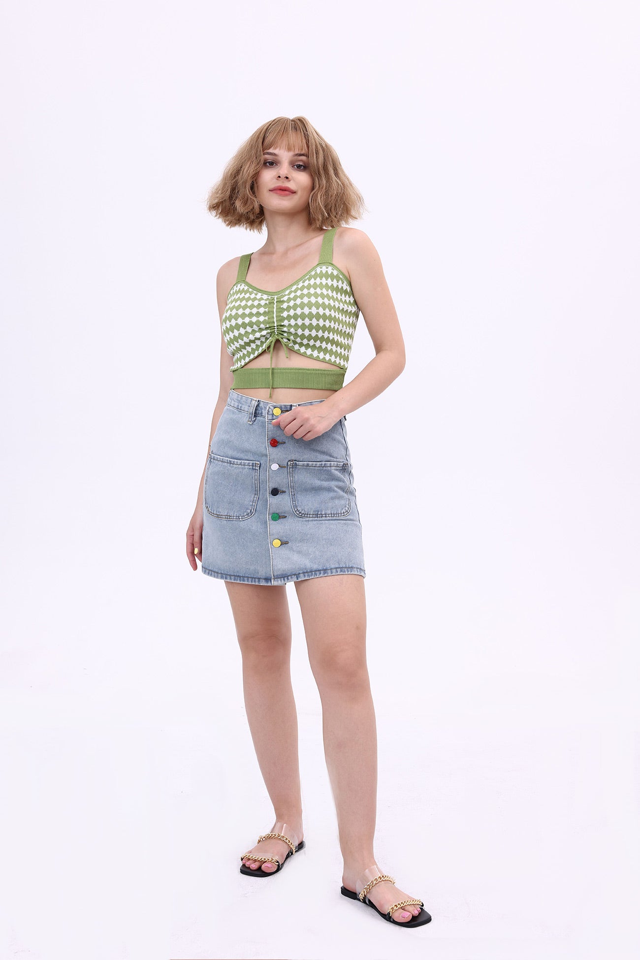 High Waist A-line Mini Skirt