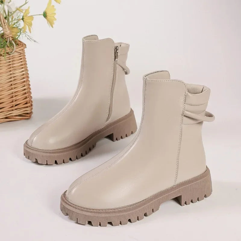New Fashionable Round Toe Modern Versatile Ankle Boot