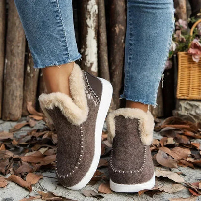 Shoes Sleeve Boots Winter Round Toe Plush Fleece for Warmth Short Barrel Flat Large Size Snow Boots