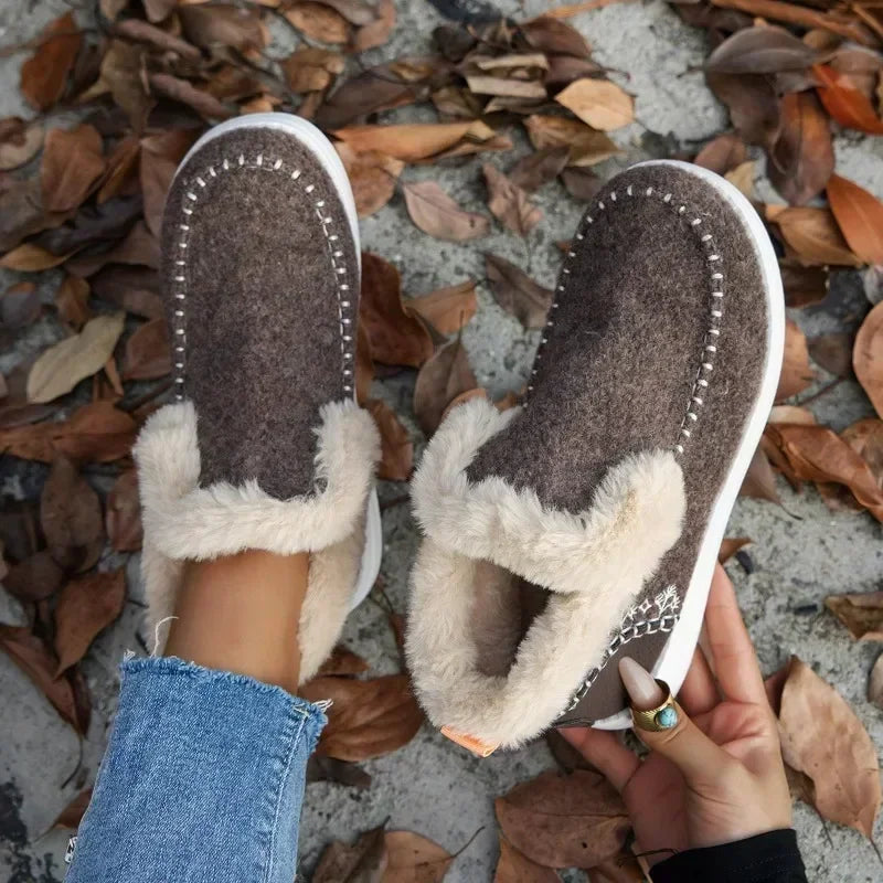 Shoes Sleeve Boots Winter Round Toe Plush Fleece for Warmth Short Barrel Flat Large Size Snow Boots