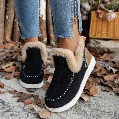 Shoes Sleeve Boots Winter Round Toe Plush Fleece for Warmth Short Barrel Flat Large Size Snow Boots