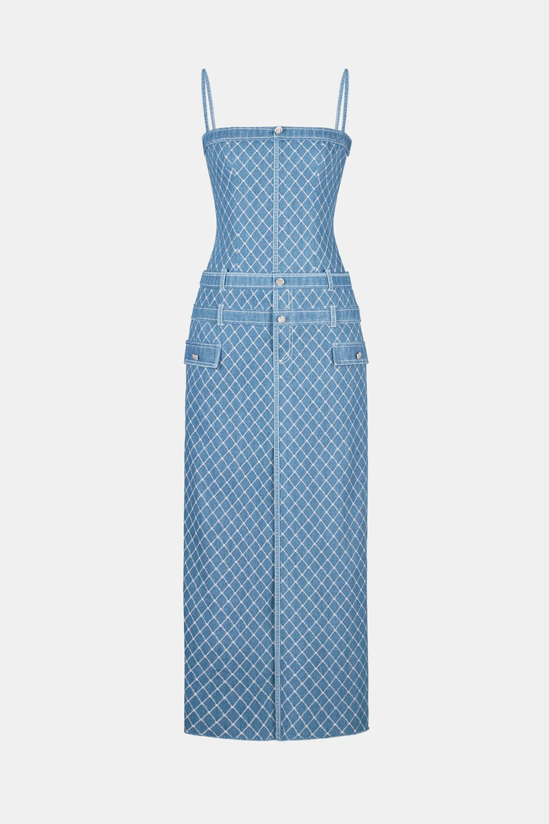 Hullar Denim String Midi Dress