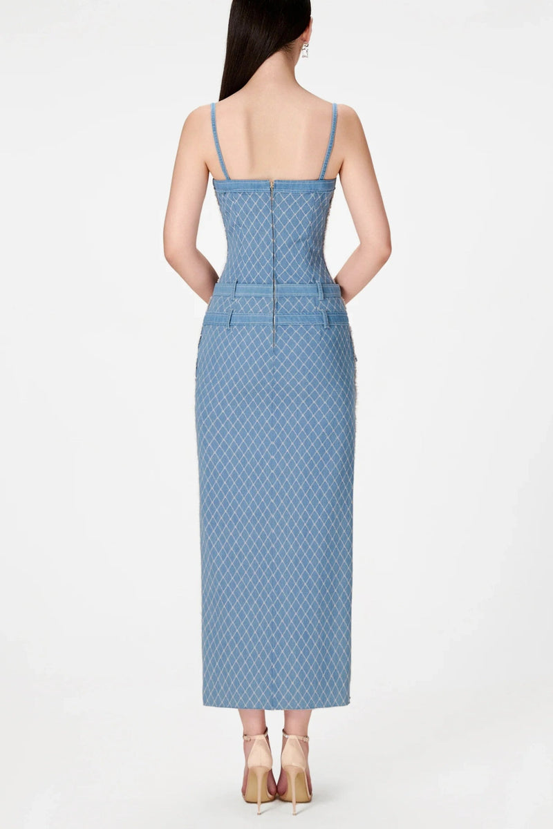 Hullar Denim String Midi Dress