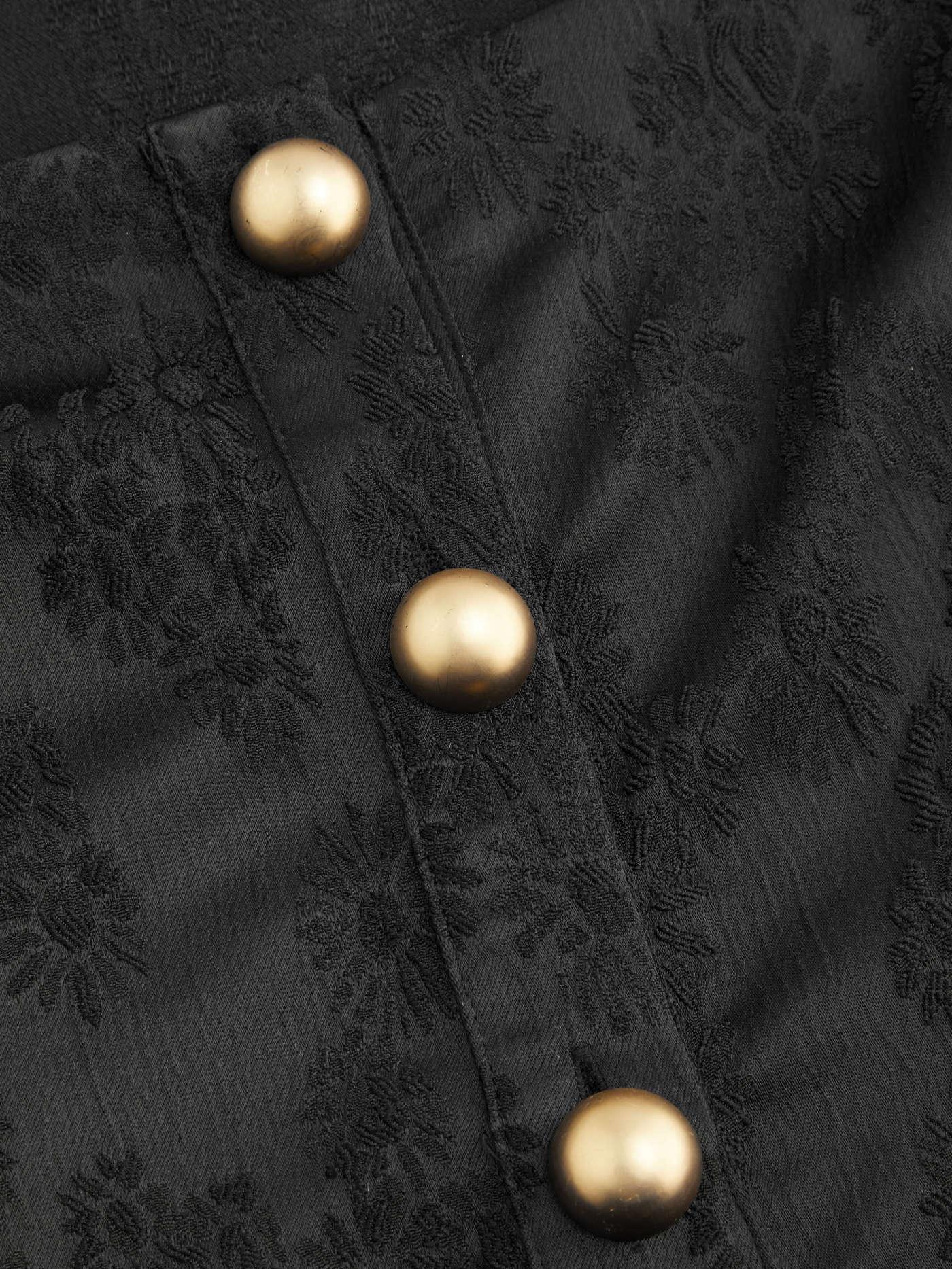 Square Neck Button Ruffle Hem Long Sleeve Blouse