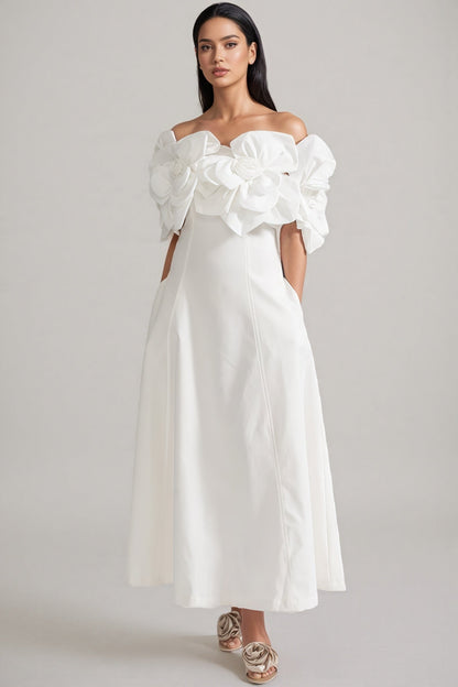 Dasaka White Strapless 3d Maxi Dress