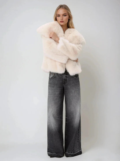 Glamorous Creamy Faux Fur Coat