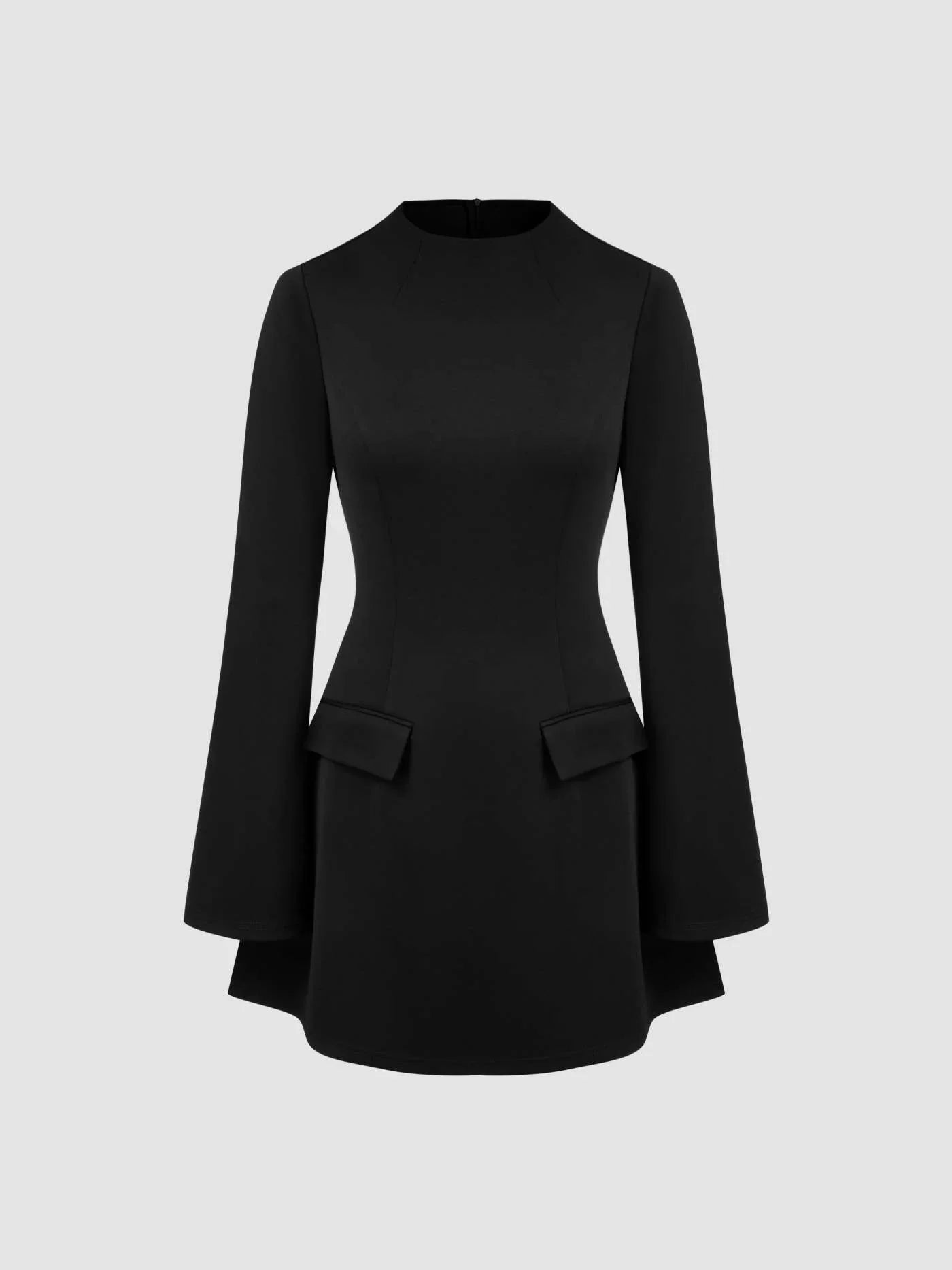 High Neck Long Sleeve Mini Dress