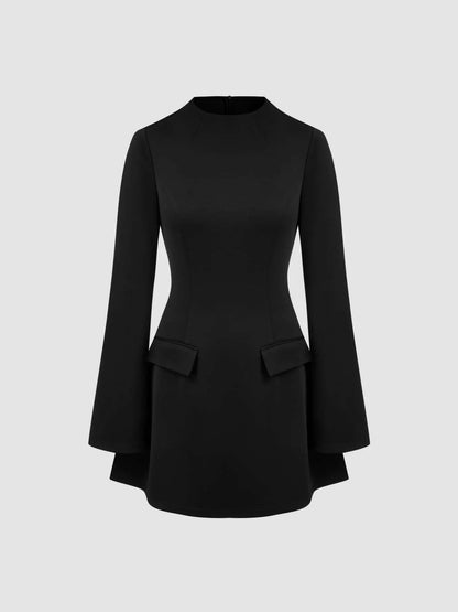 High Neck Long Sleeve Mini Dress