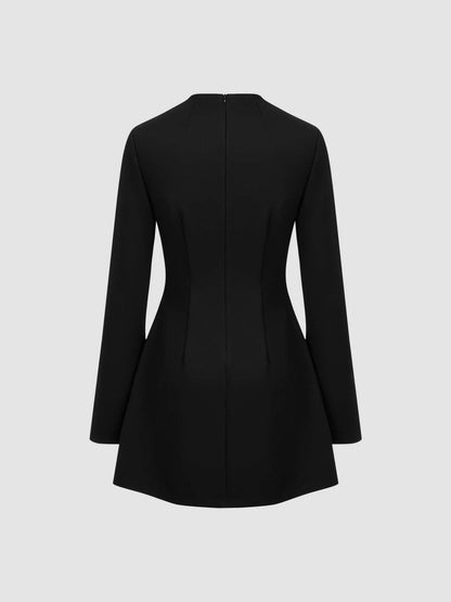 High Neck Long Sleeve Mini Dress