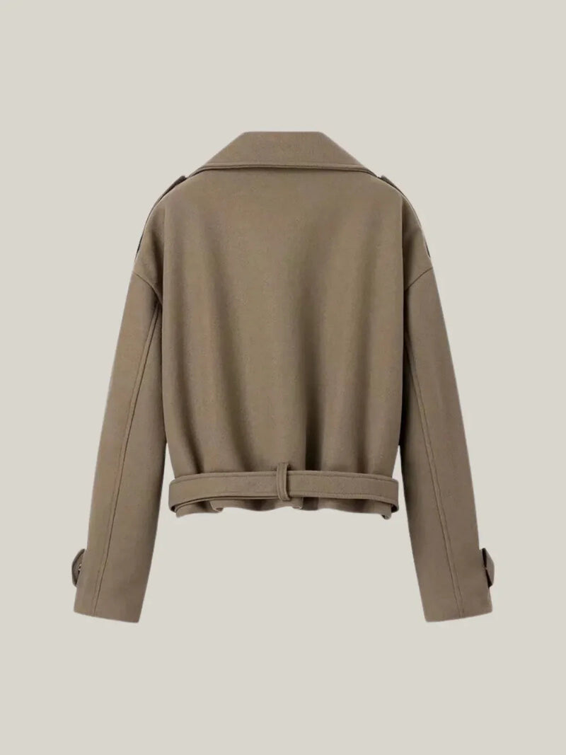 Belted Collar Wool Blend Coat