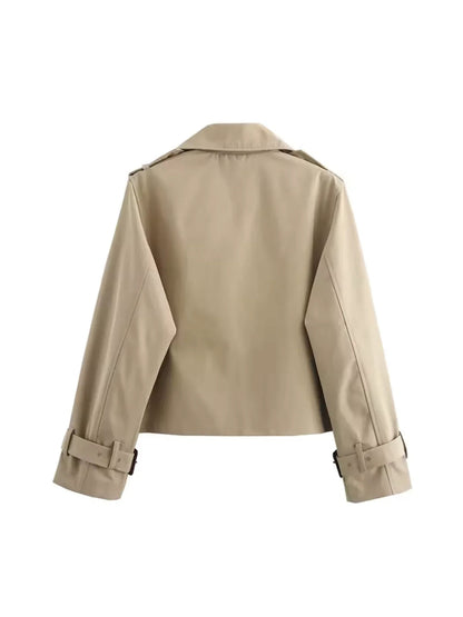 Lapel Double Breasted Versatile Short Trench Coat