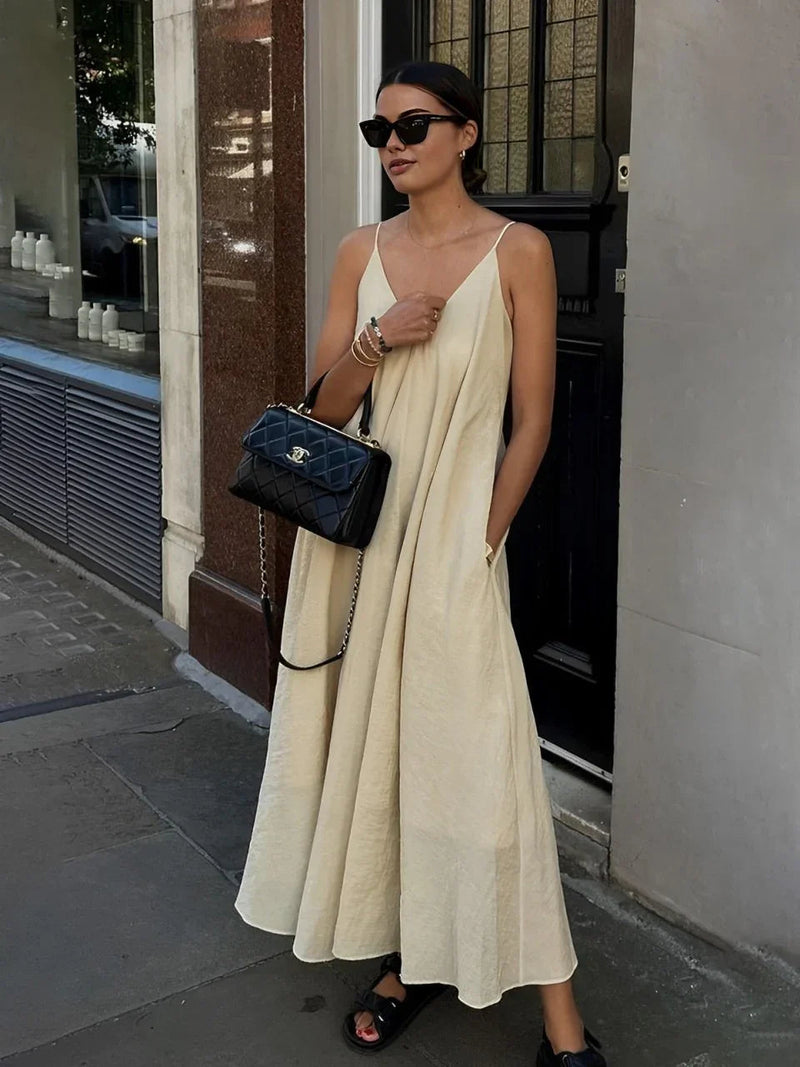 & V-neck Long Dress