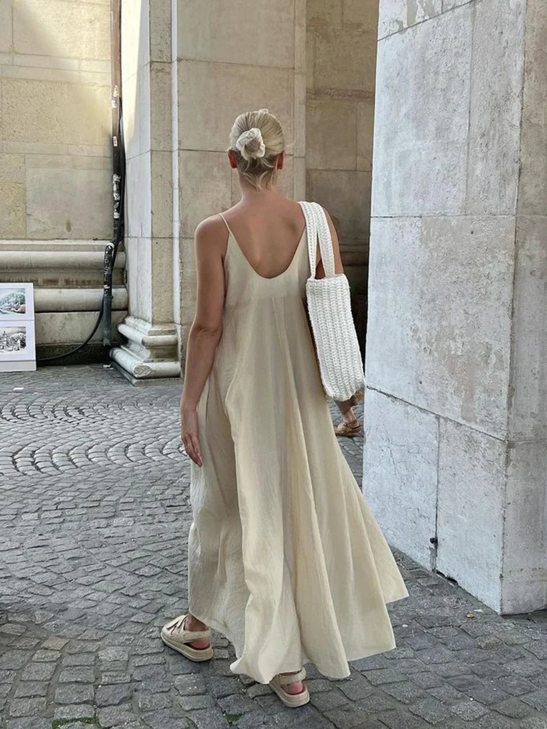 & V-neck Long Dress
