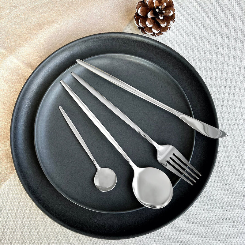Modern Silver Flatware Set