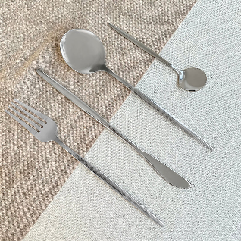 Modern Silver Flatware Set