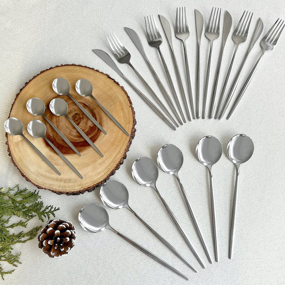 Modern Silver Flatware Set
