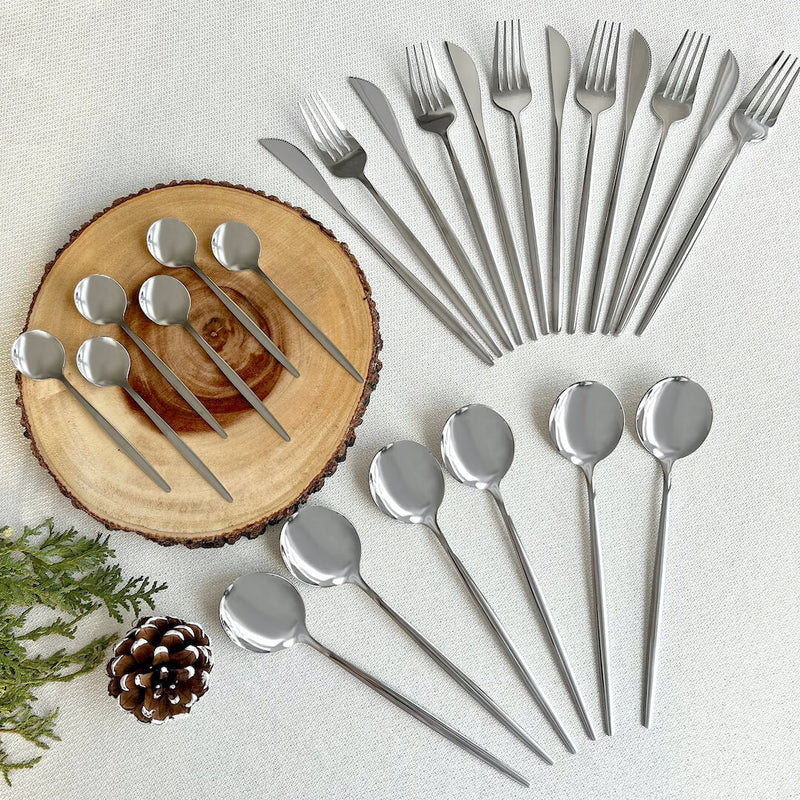 Modern Silver Flatware Set