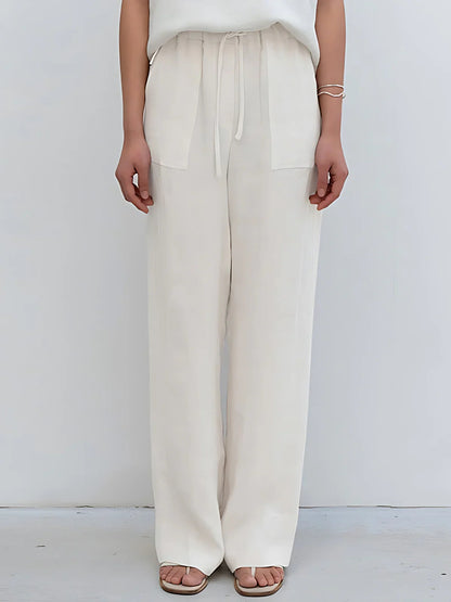 Linen High Waist Straight-leg Pants