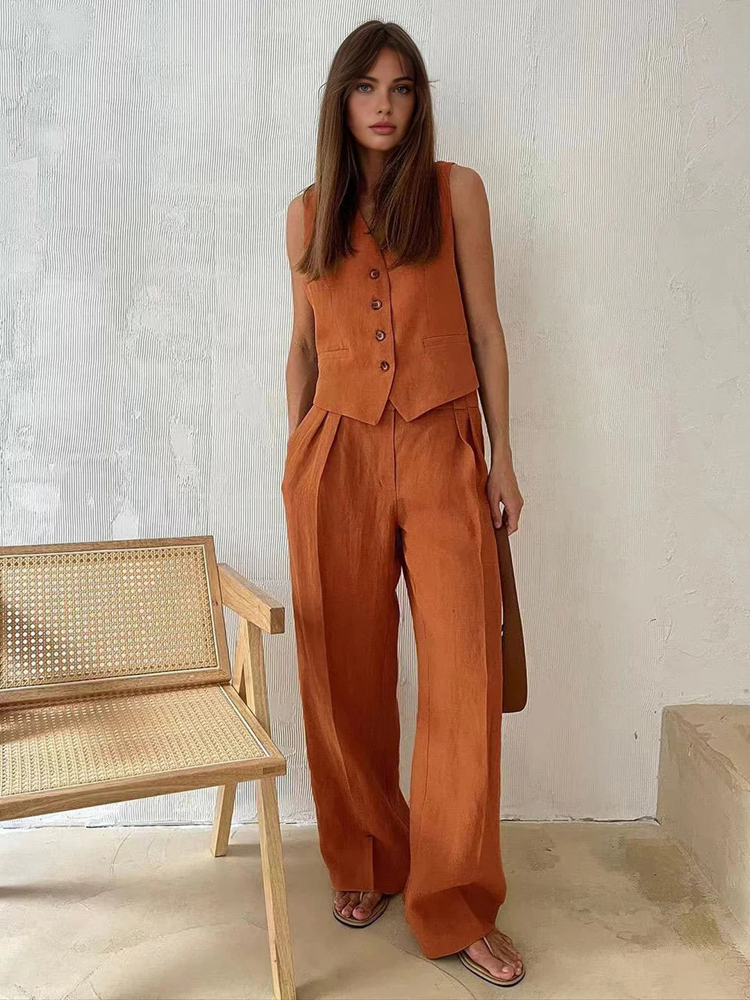 Always Cotton & Linen Pants Matching Set