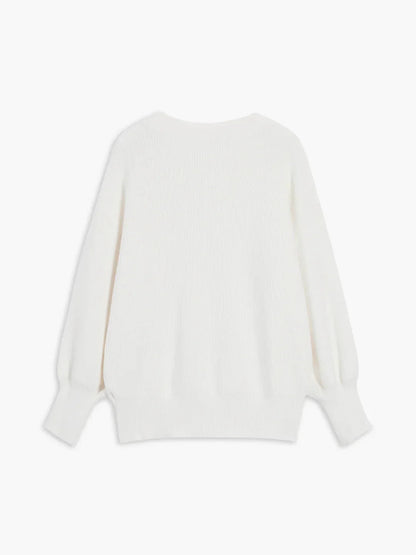 Color Long-sleeved Pearl Oversized Cardigan