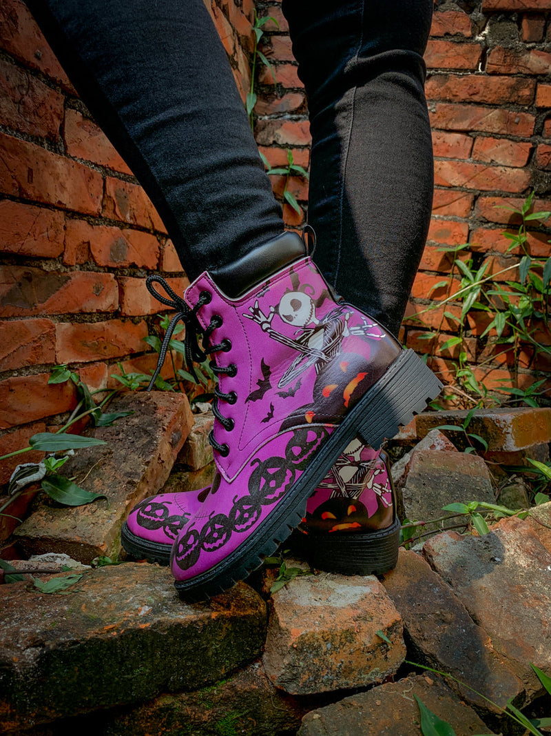 En Bloom | Halloween Theme Purple Combat Boot
