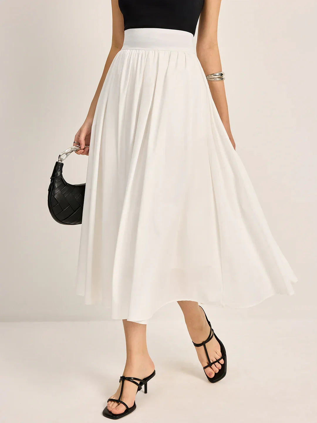 Slim Fit High Waist Pleated Skirt