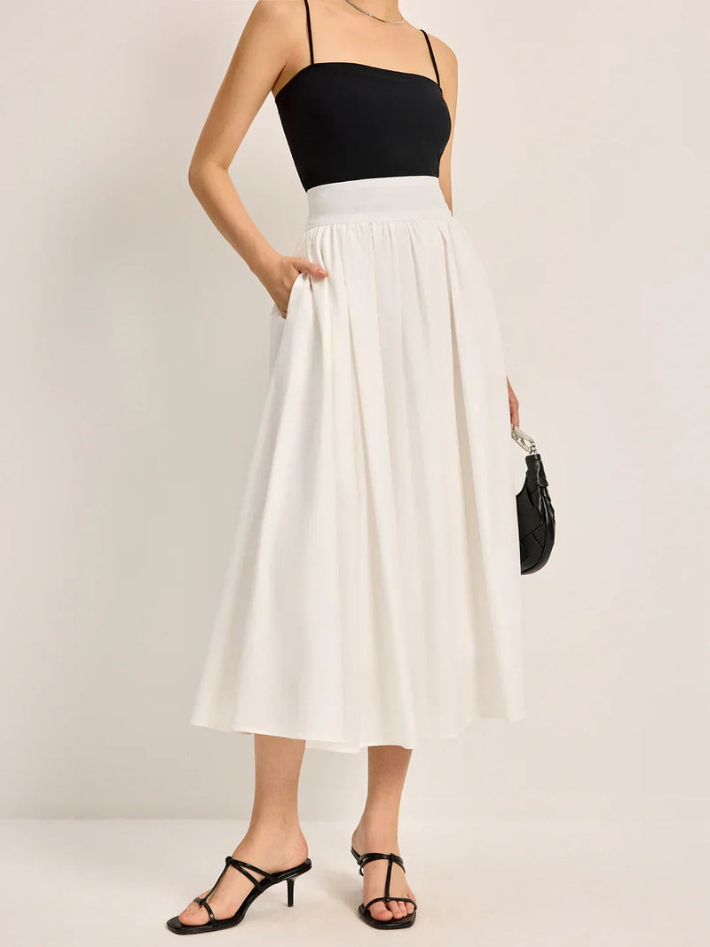 Slim Fit High Waist Pleated Skirt