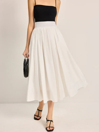Slim Fit High Waist Pleated Skirt