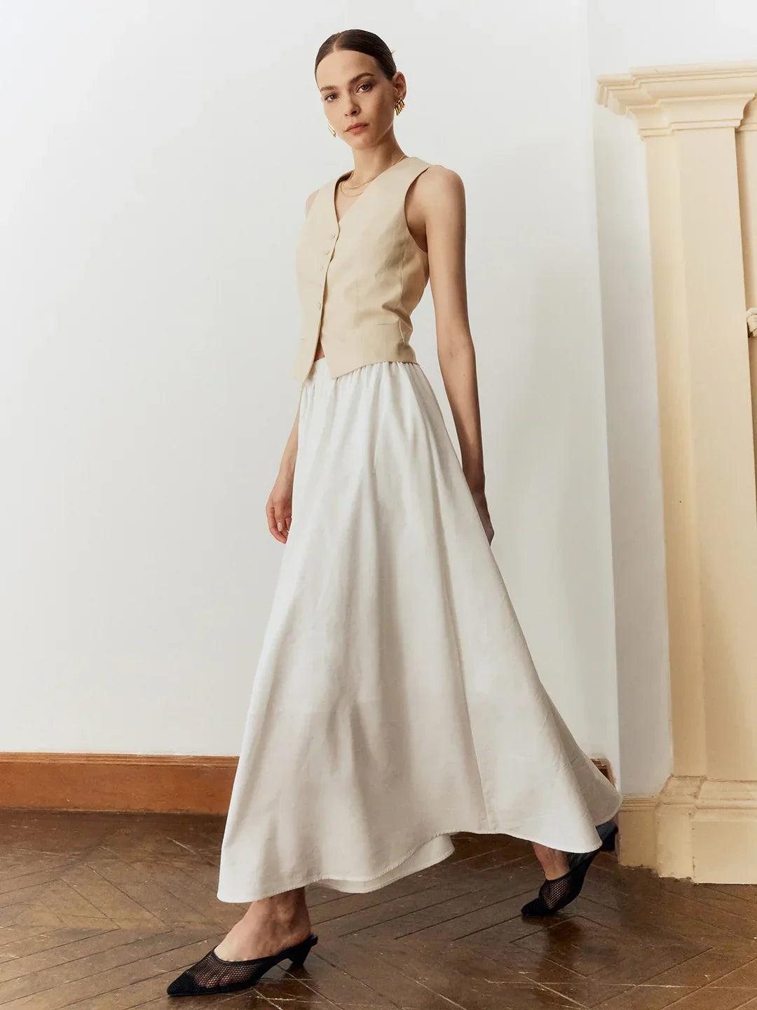 Temperament Commuting Color Slim Pleated Skirt