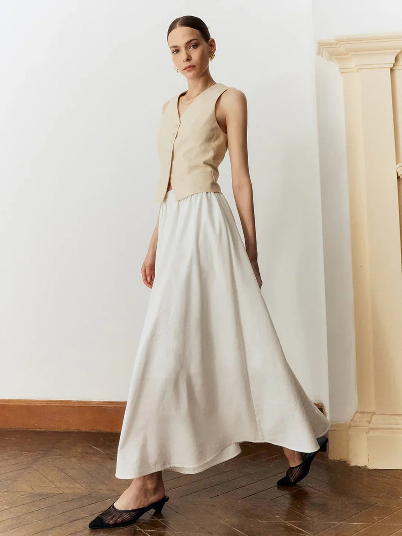 Temperament Commuting Color Slim Pleated Skirt