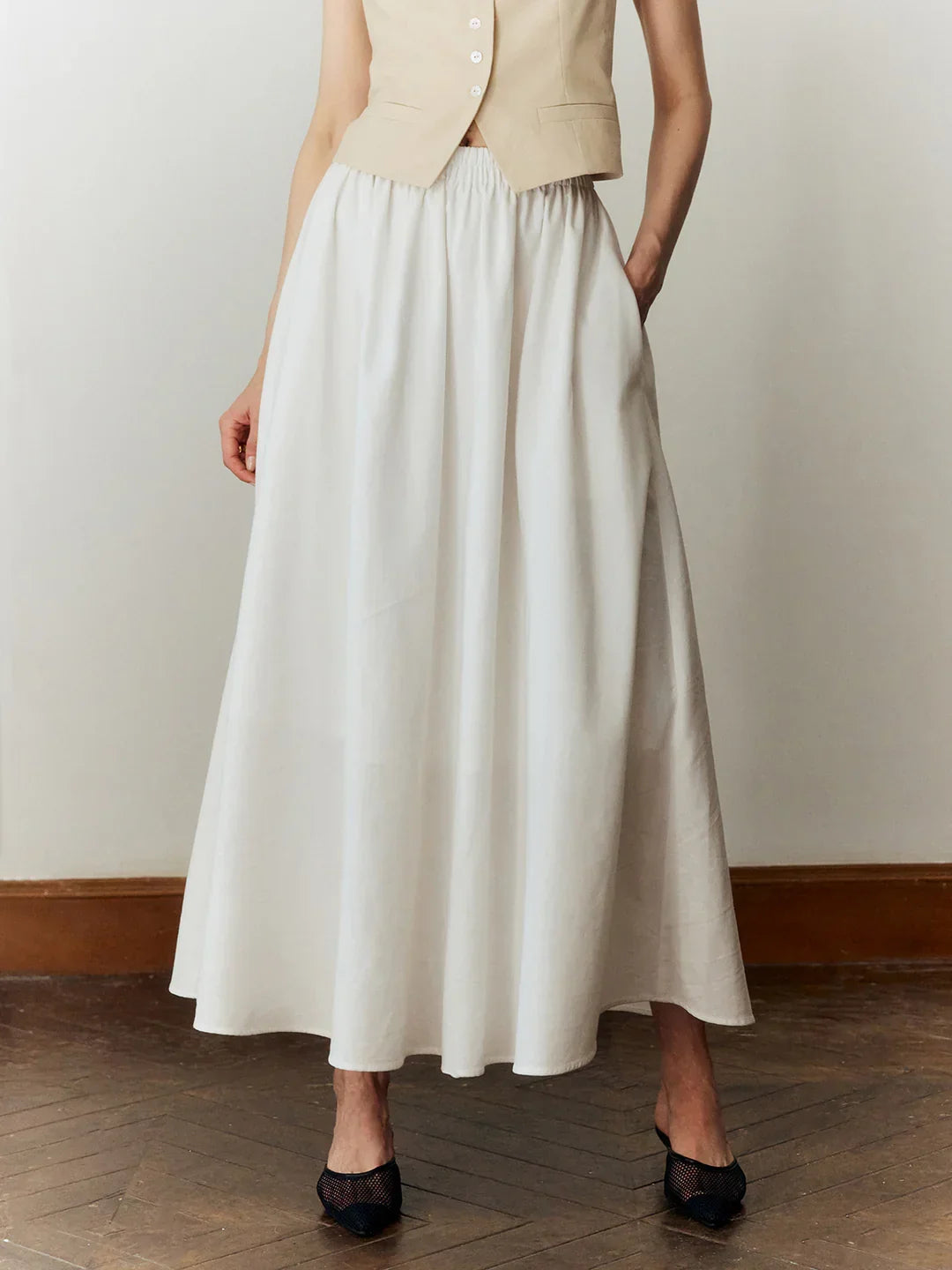 Temperament Commuting Color Slim Pleated Skirt