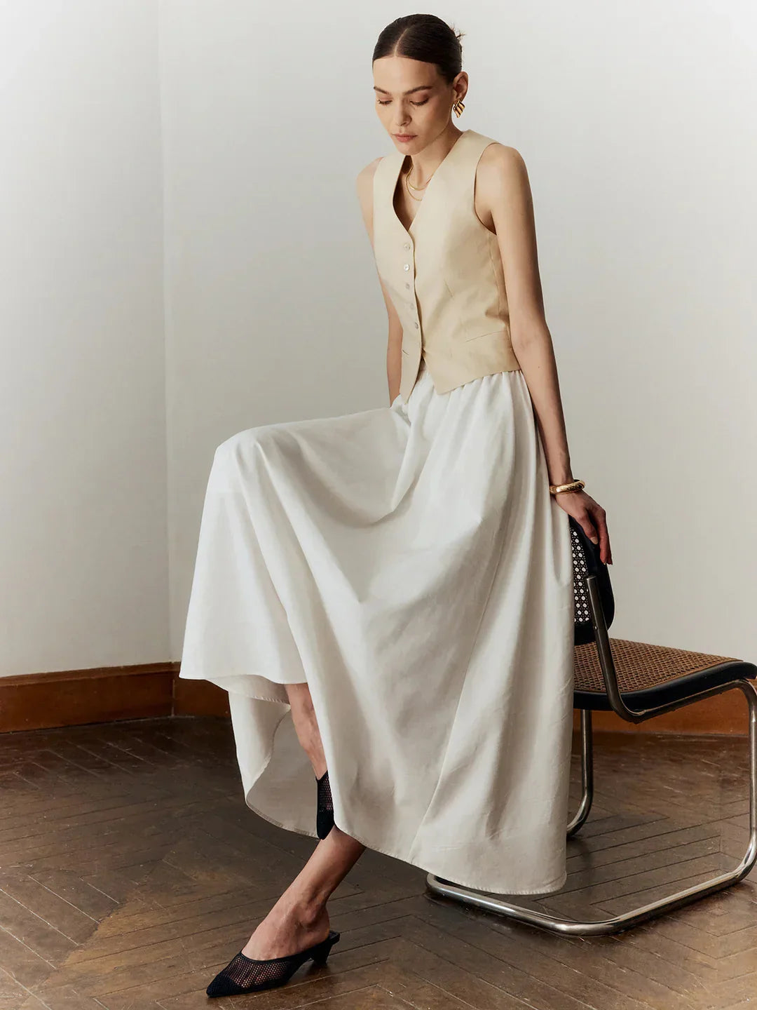 Temperament Commuting Color Slim Pleated Skirt