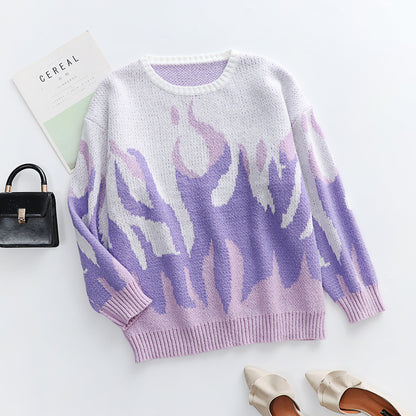 Doll | Purple Flame Cream Knit Sweater