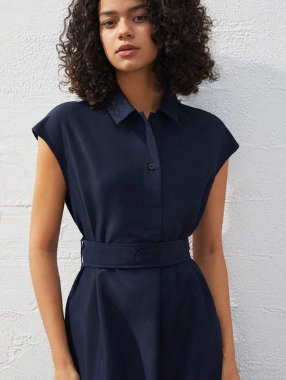 Refined Navy Blue Midi Dress