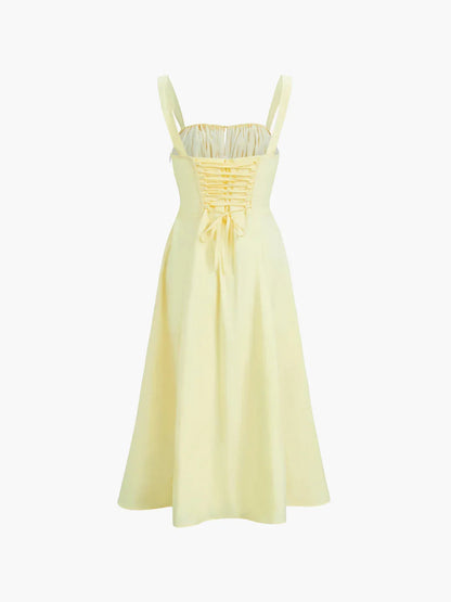 Lace-up Long Sling Midi Dress
