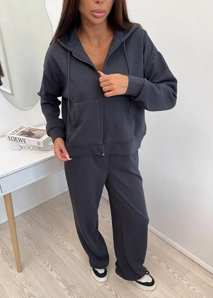 Merlot Relaxed Fit Hoodie and Wide-leg Pants Set – ’s Loungewear Two-piece