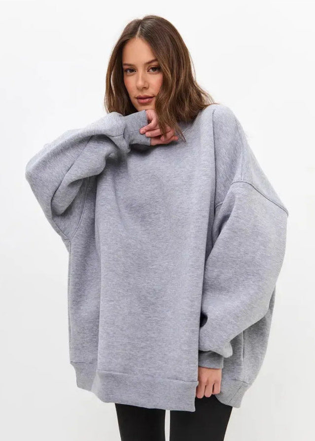 White Oversized Crewneck Sweatshirt – ’s Longline Fleece Pullover