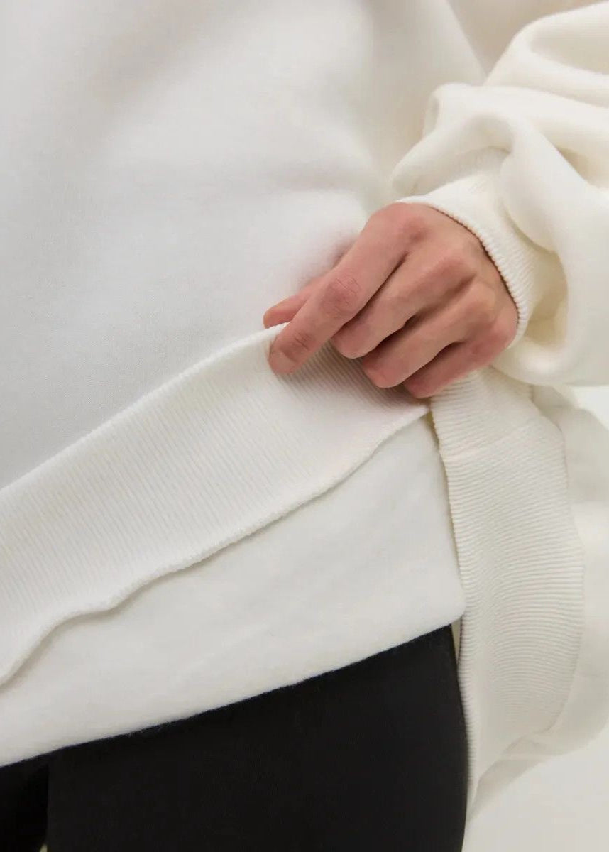 White Oversized Crewneck Sweatshirt – ’s Longline Fleece Pullover