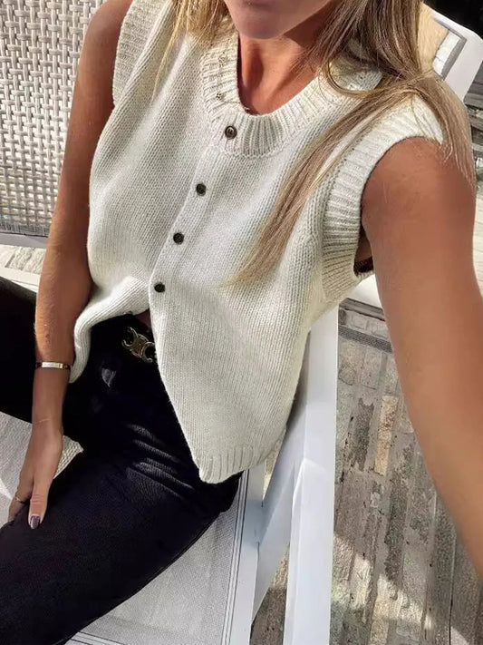 Single-breasted Button Up Sweater Vest