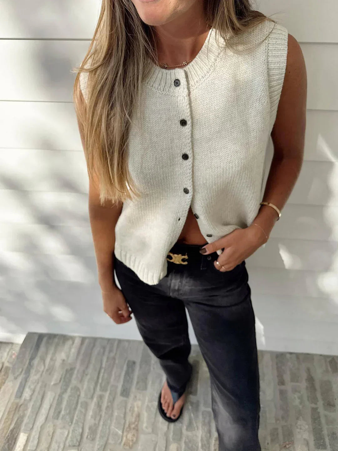 Single-breasted Button Up Sweater Vest