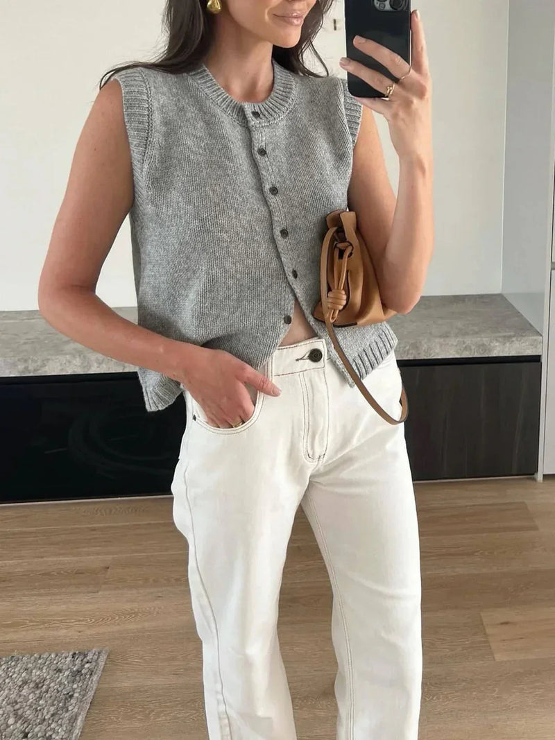 Single-breasted Button Up Sweater Vest