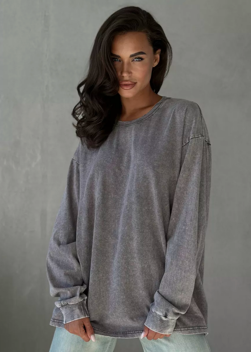 Wash Oversized Long Sleeve T-shirt – Loose Fit