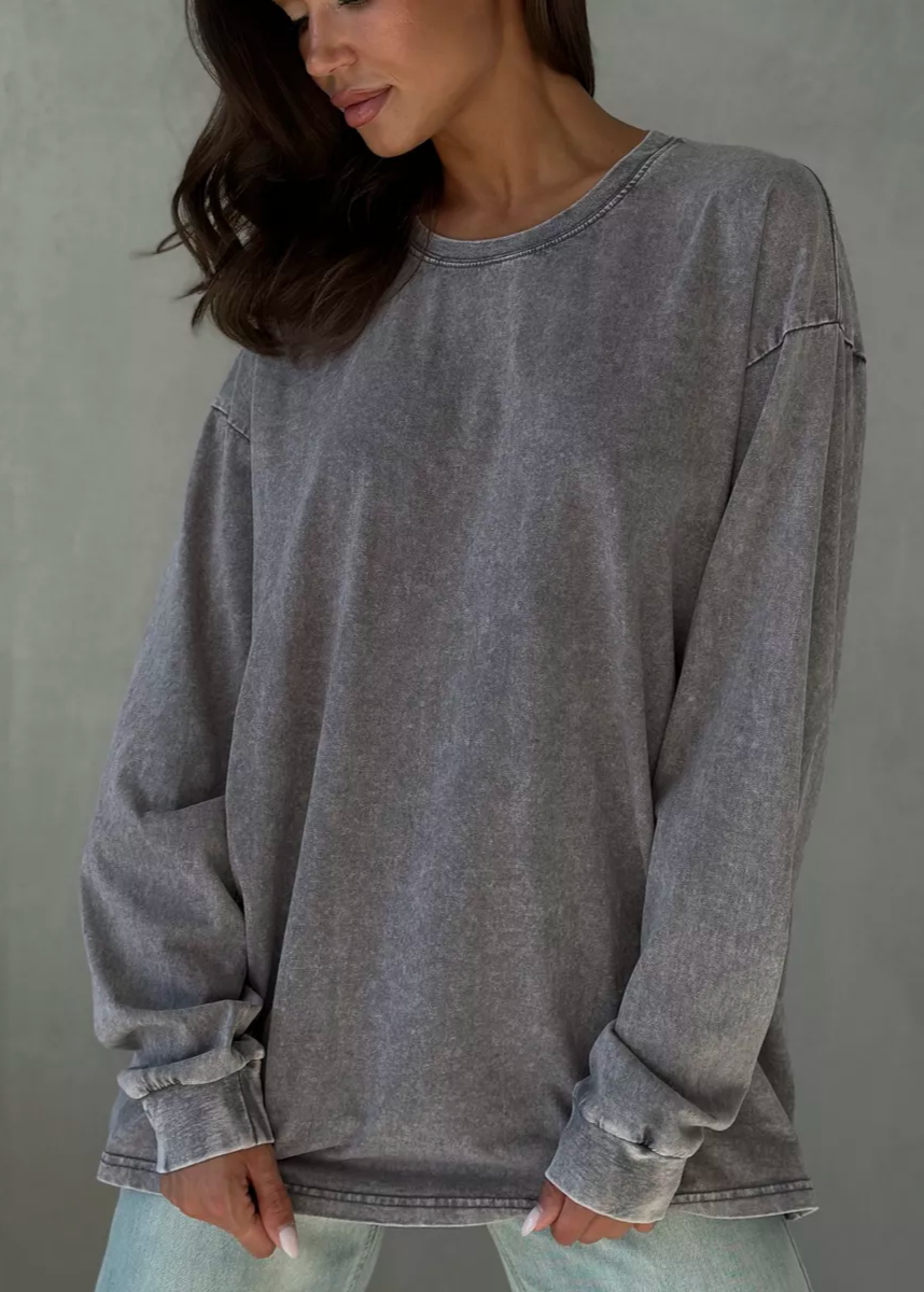 Wash Oversized Long Sleeve T-shirt – Loose Fit