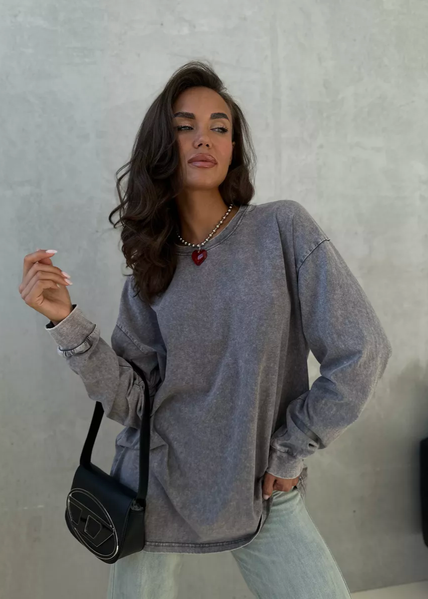 Wash Oversized Long Sleeve T-shirt – Loose Fit