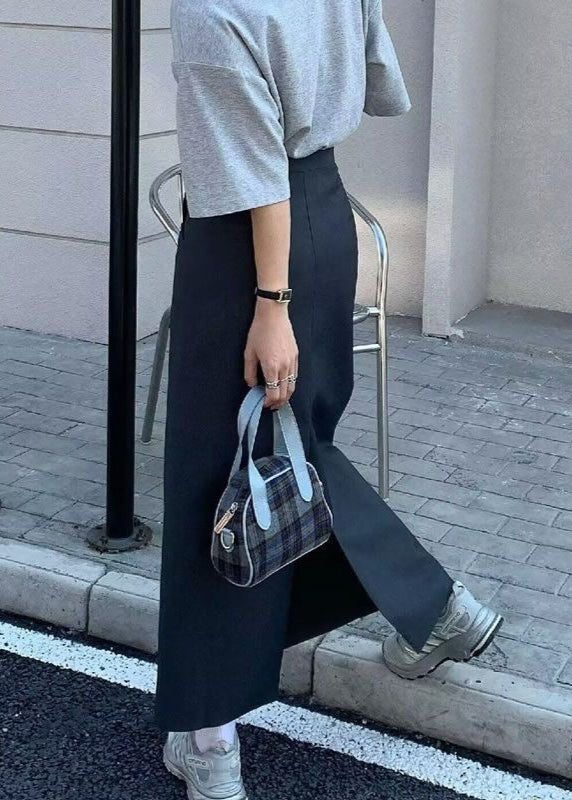 Clara High Waist Maxi Skirt – Straight Silhouette Charcoal Gray