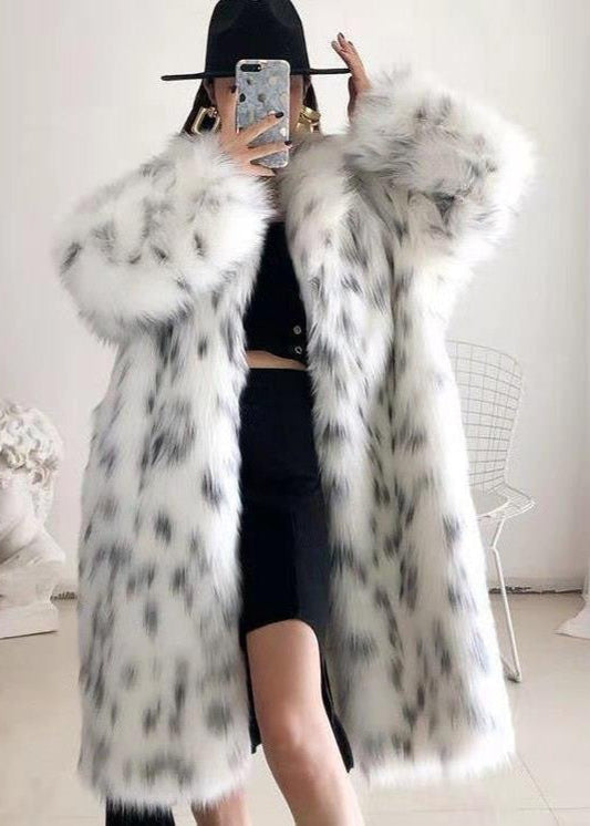 Aspen Spotted Faux Fur Long Coat